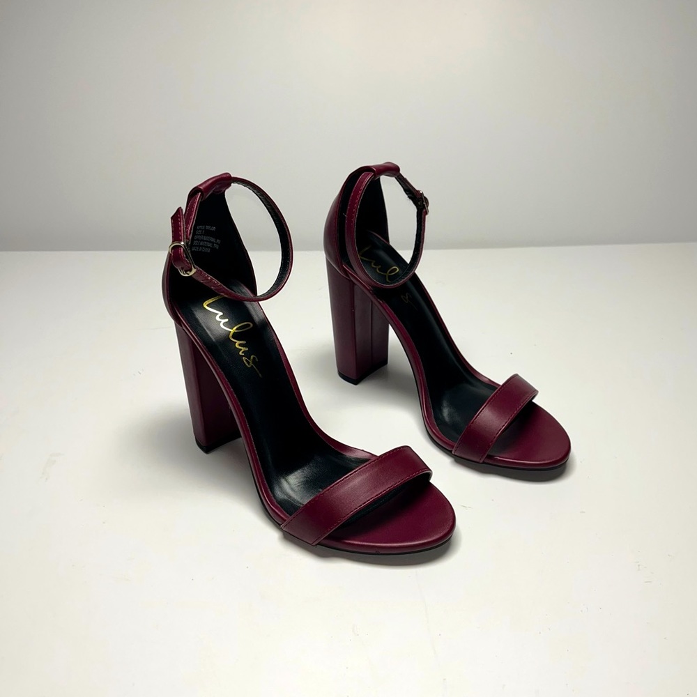 LULUS Taylor Maroon Ankle Strap Heels | Size 7
